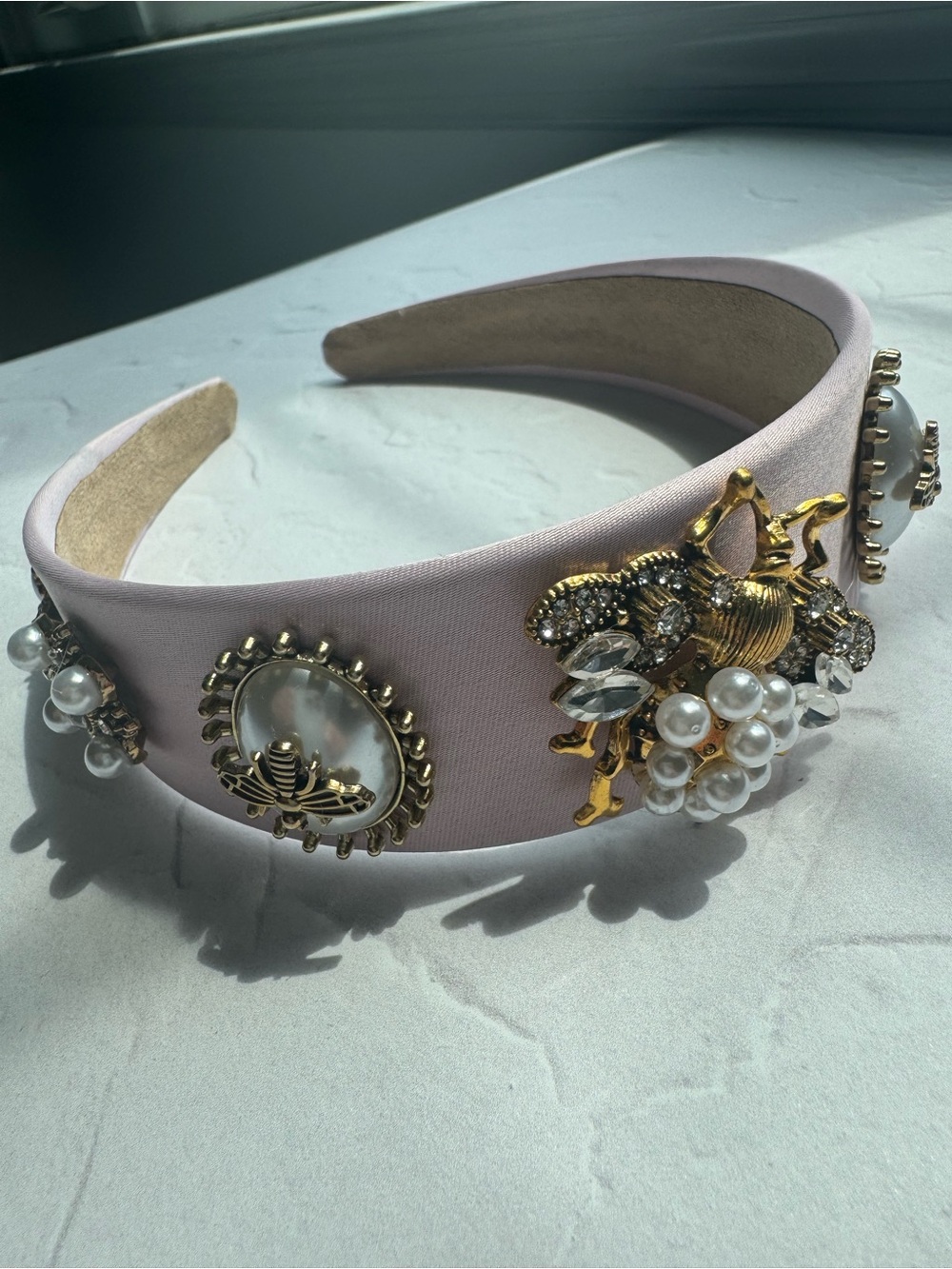 Aratta Silent Journey Embellished pink Pearl & Crystal Headband - Designer Style
